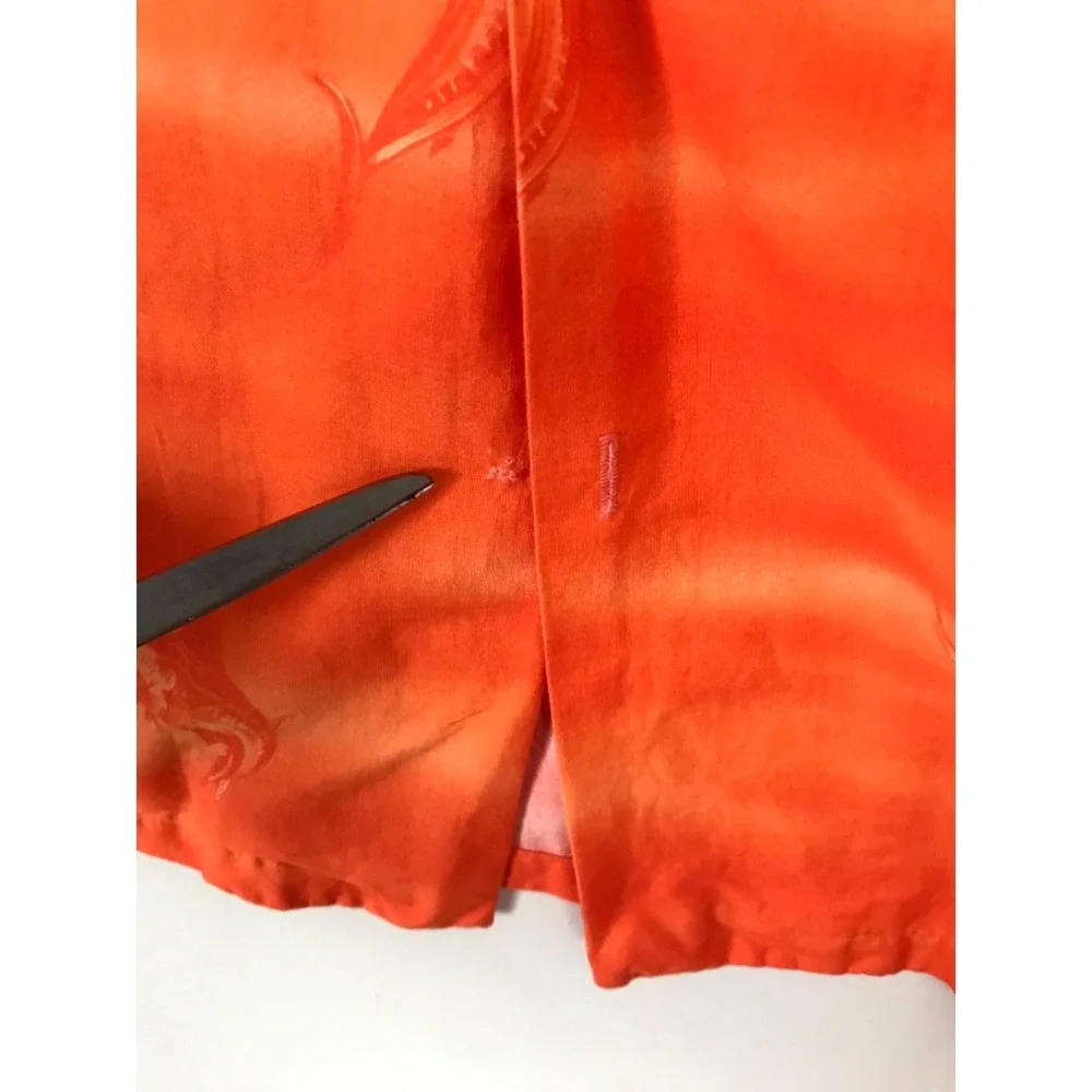 Vintage KY'S Hawaiian Button Up Shirt Mens 2XL Orange Marlin Fish Aloha Tiki USA